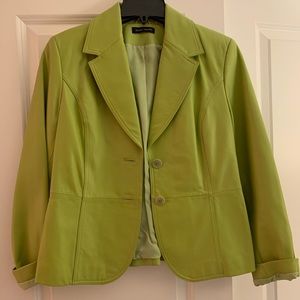 Green leather jacket by Valerie Stevens